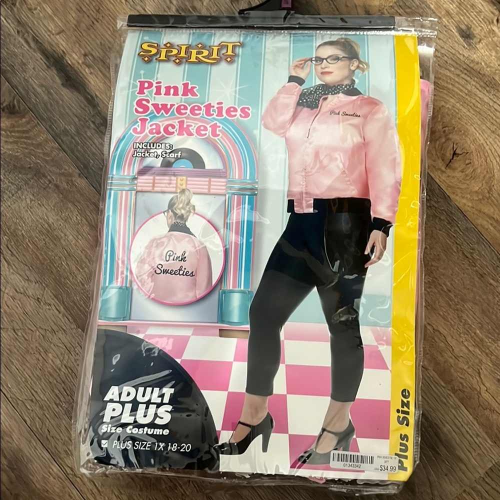 Spirit Halloween Pink Sweeties 1950’s Jacket Costume adults plus sz 1X 18-20